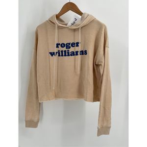 Chicka-D Roger Williams University Hooded Sweatshirt Cropped Women‎ Medium Tan